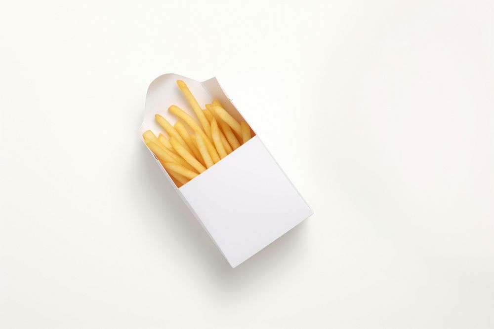 French fried box packaging  paper fries food.