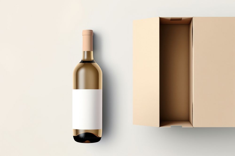 Wine box packaging  cardboard bottle drink.