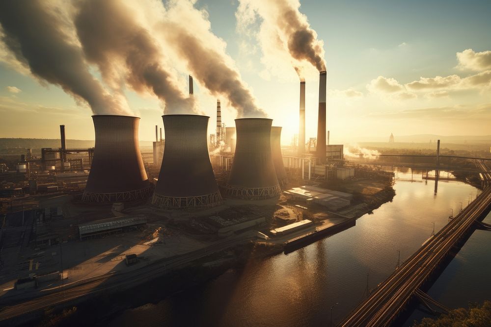 Coal power plant architecture pollution outdoors. AI generated Image by rawpixel.