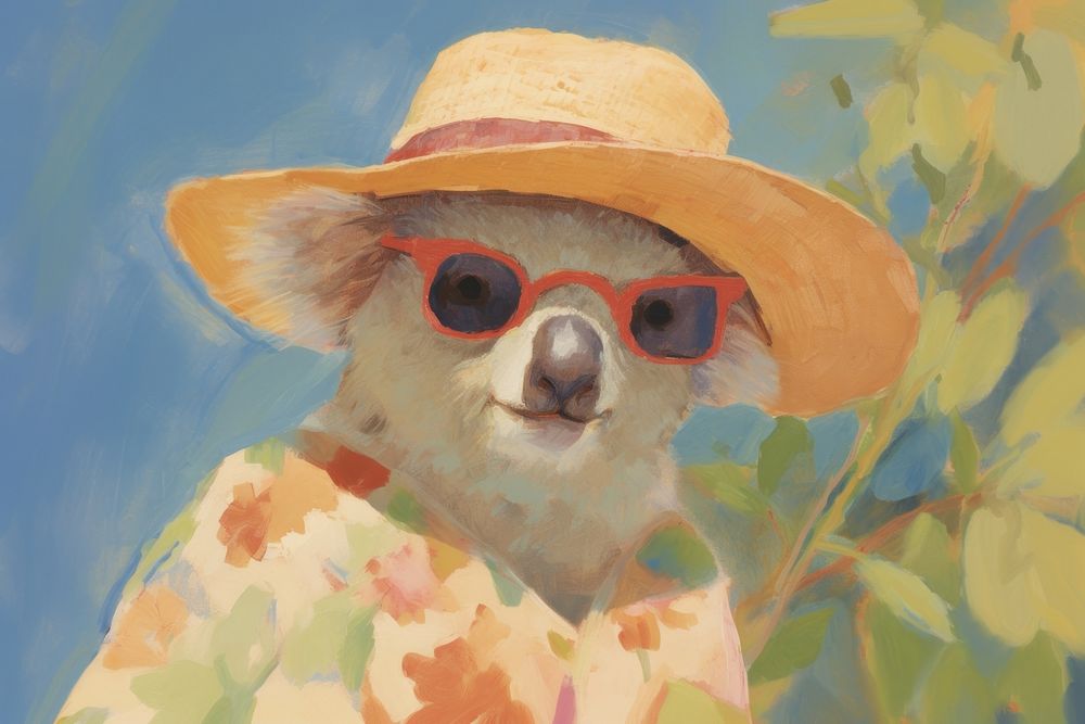 Painting glasses animal mammal. AI generated Image by rawpixel.