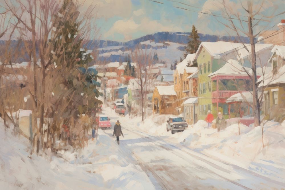 Painting snow blizzard outdoors. AI generated Image by rawpixel.