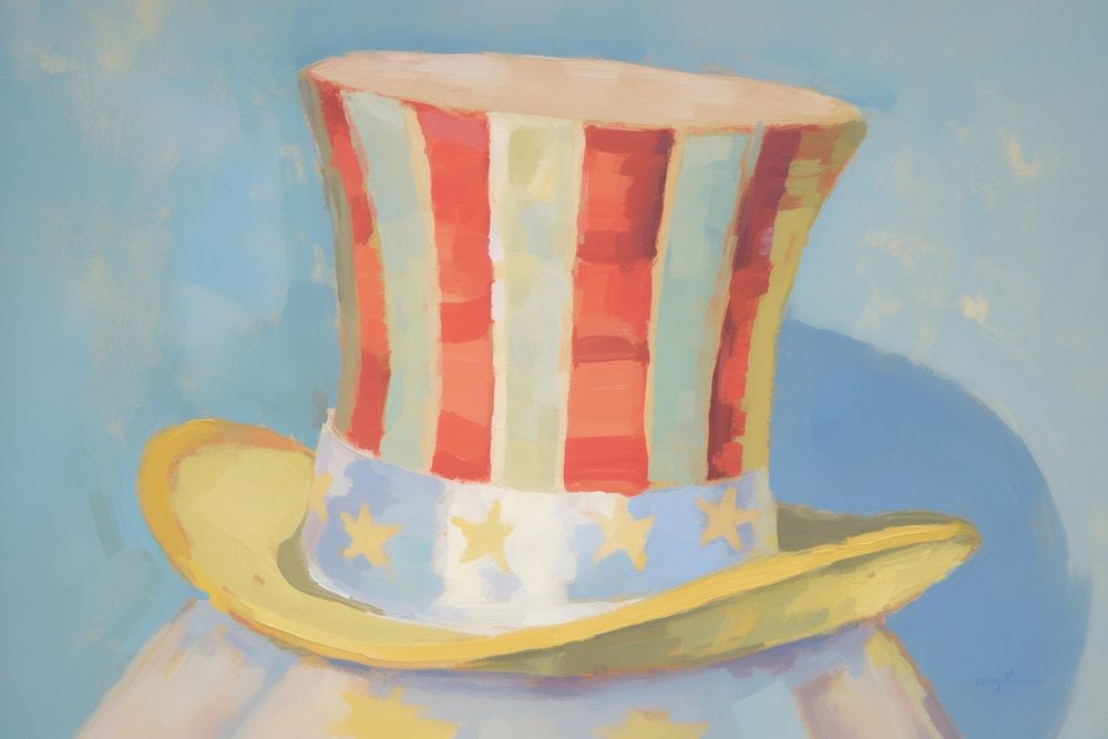 American star and stripe top hat painting art representation. AI generated Image by rawpixel.