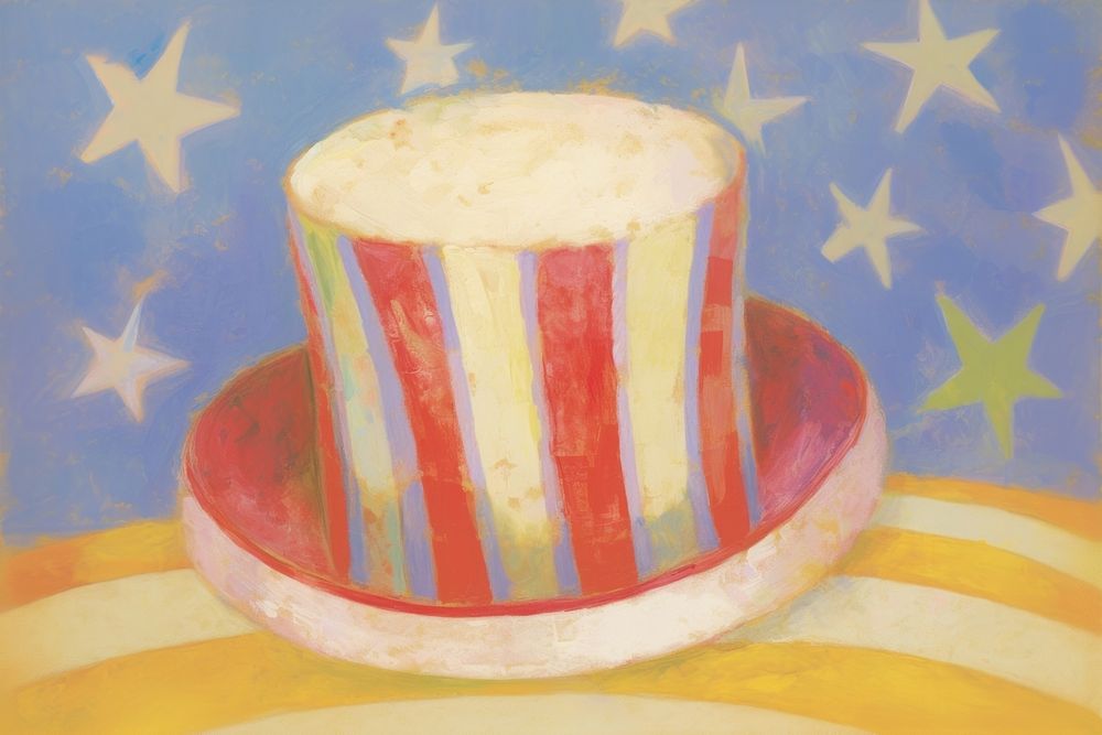 American star and stripe top hat painting art patriotism. AI generated Image by rawpixel.