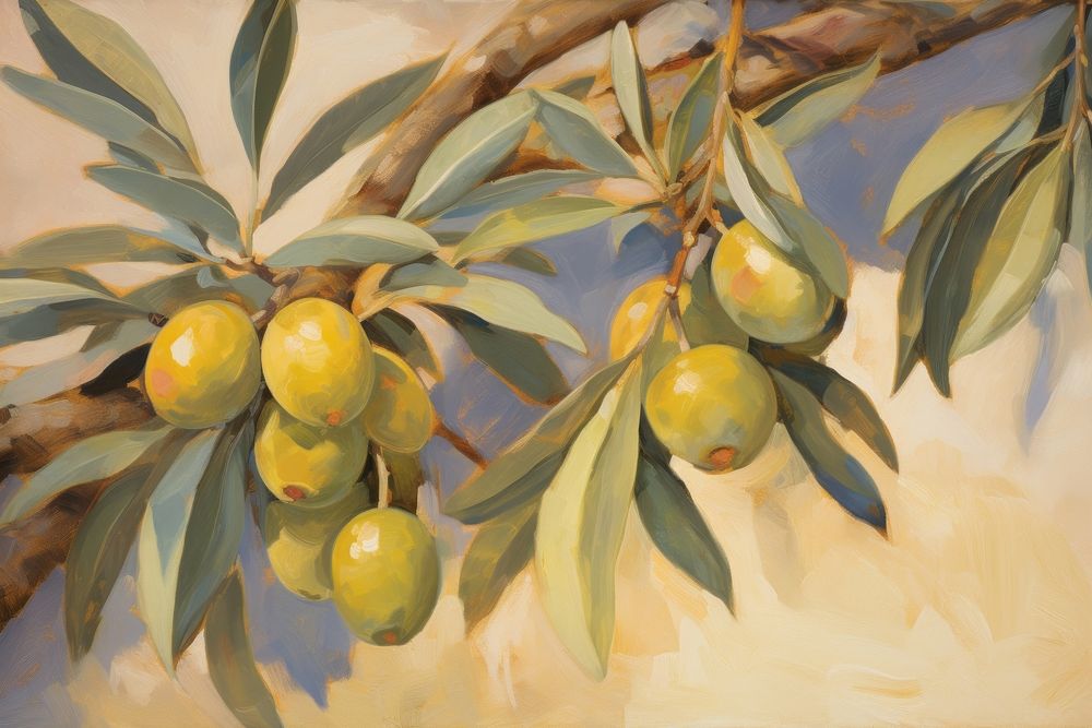 Olive branch painting plant olive. 