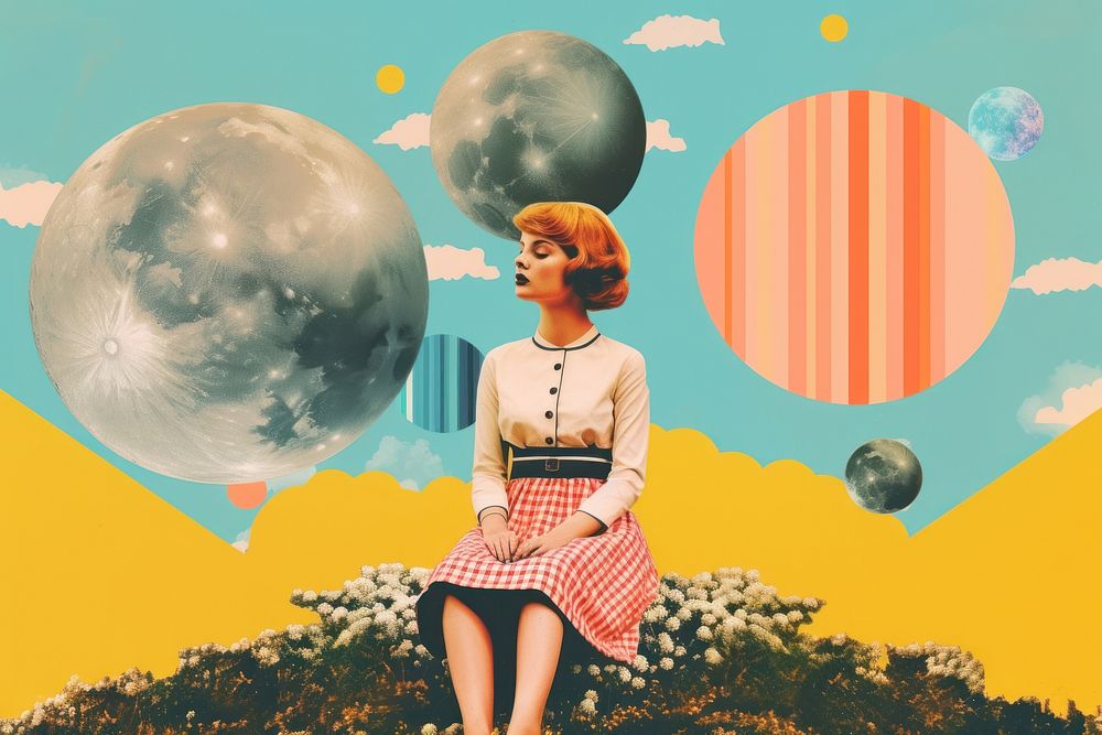 Collage Retro dreamy background balloon advertisement tranquility.