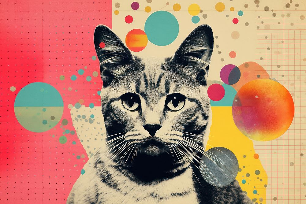 Collage Retro dreamy cat art collage mammal.