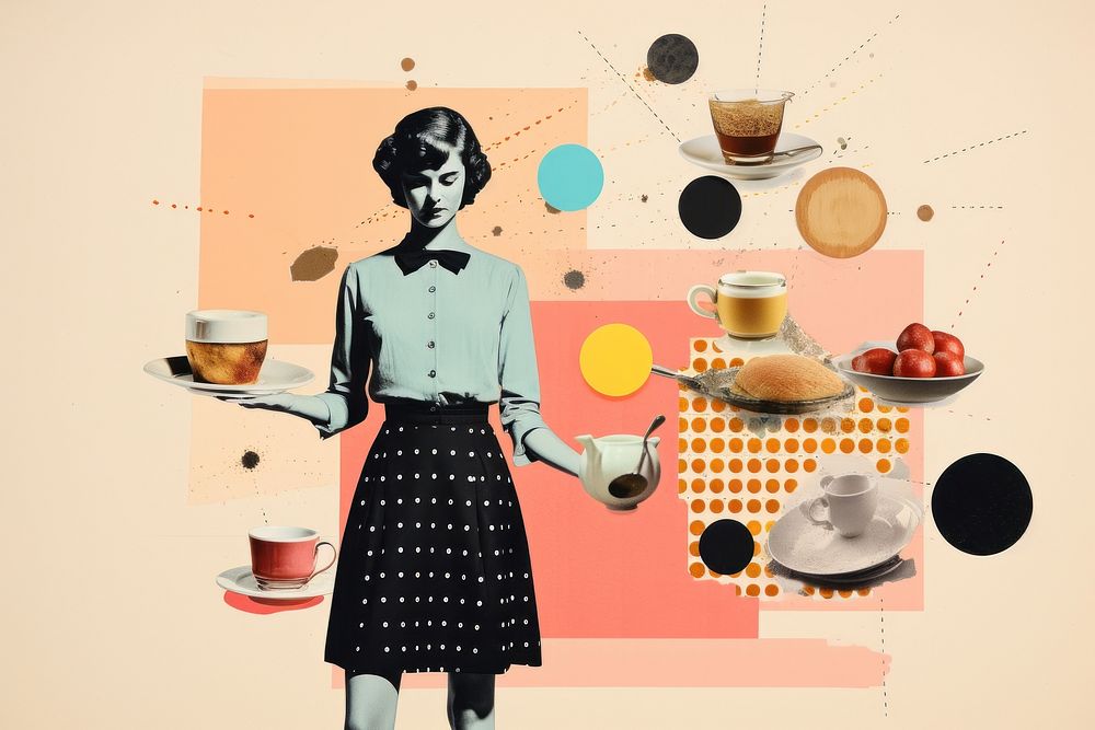 Collage Retro dreamy coffee art adult food.