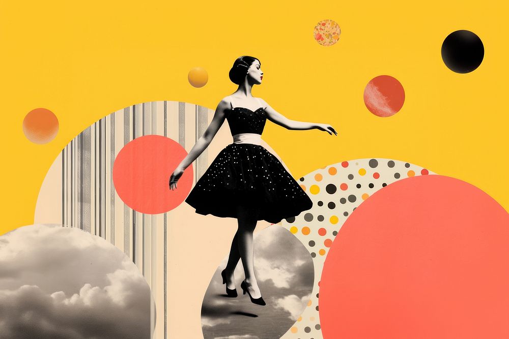 Collage Retro dreamy dance astronomy surreal adult.