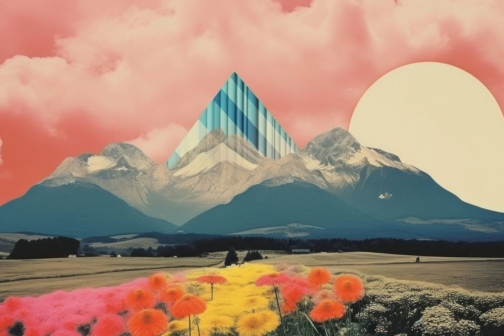 Collage Retro dreamy landscapes mountain outdoors nature.