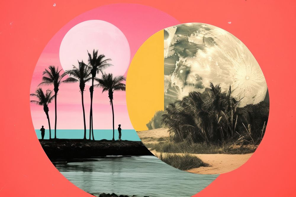 Collage Retro dreamy landscapes art astronomy outdoors.