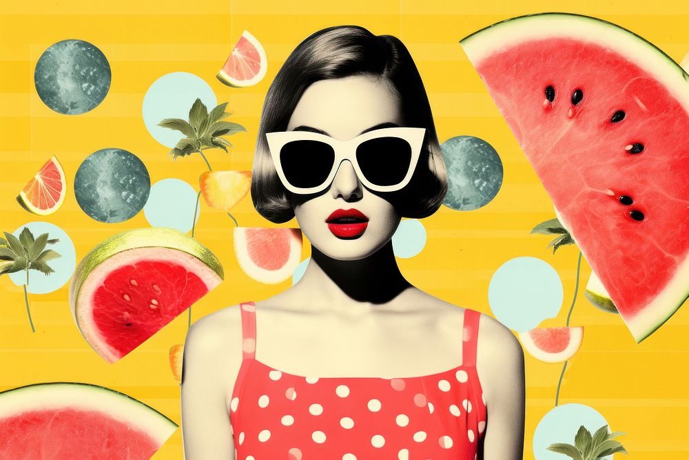 Collage Retro dreamy summer watermelon fruit adult.