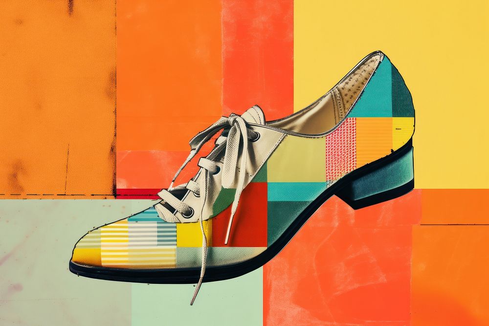 Collage Retro dreamy shoes art footwear clothing.