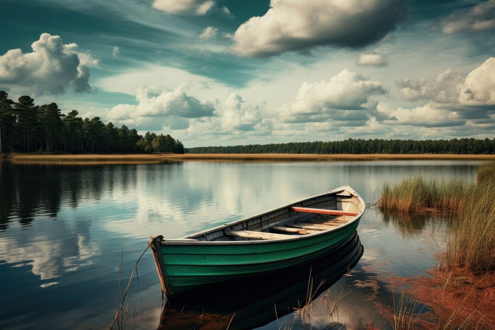 Boat landscape outdoors rowboat. AI generated Image by rawpixel.