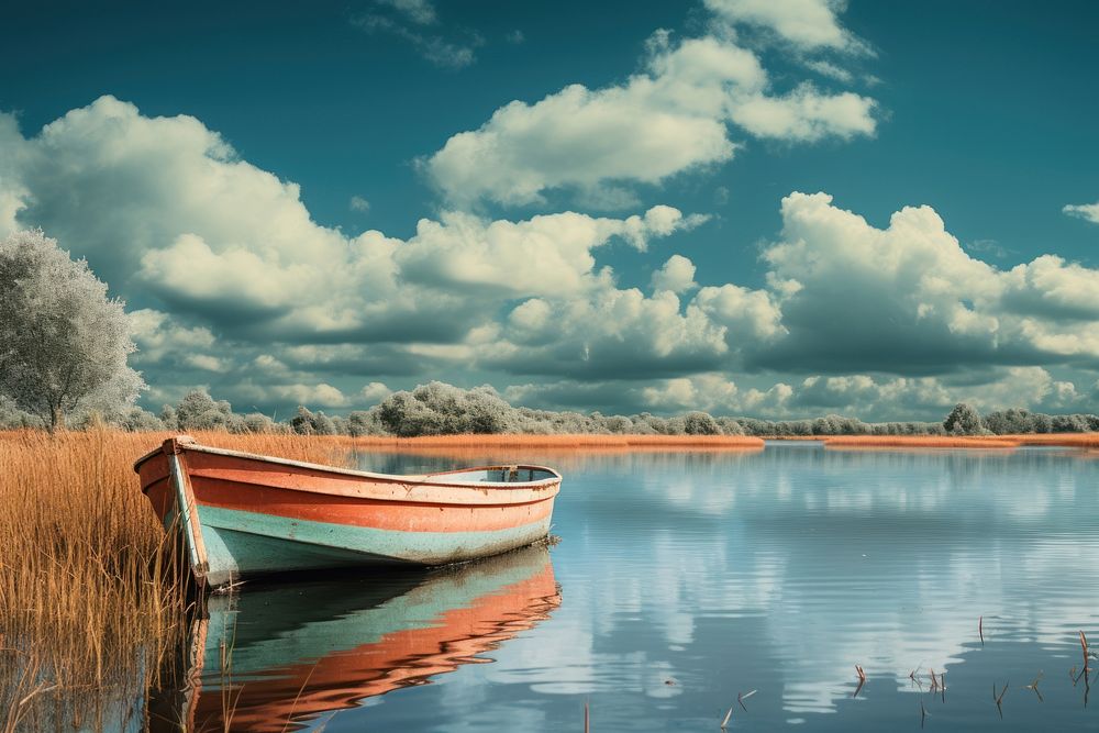 Boat landscape outdoors vehicle. AI generated Image by rawpixel.