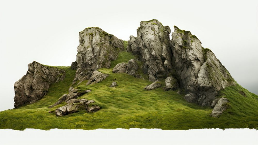Green grassy rocky cliff landscape nature mountain. AI generated Image by rawpixel.