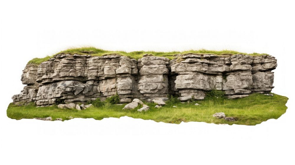 Green grassy rocky cliff nature landscape outdoors. AI generated Image by rawpixel.
