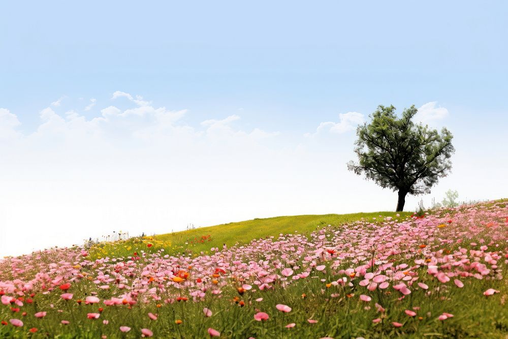 Landscape nature flower field. AI generated Image by rawpixel.