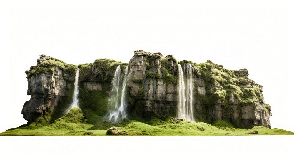 Landscape nature cliff waterfall. AI generated Image by rawpixel.