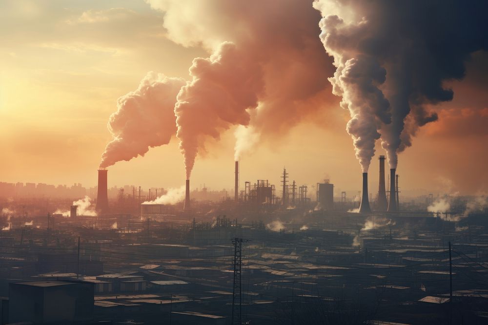 Pollution smoke architecture outdoors. AI generated Image by rawpixel.