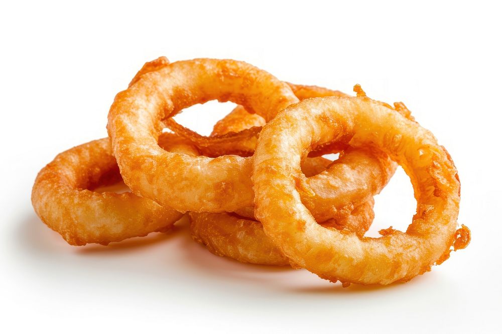 Crispy onion ring pretzel food dish.