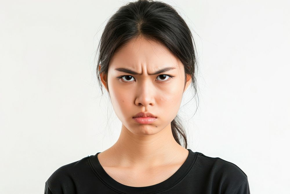 Asian woman angry face portrait photography adult.