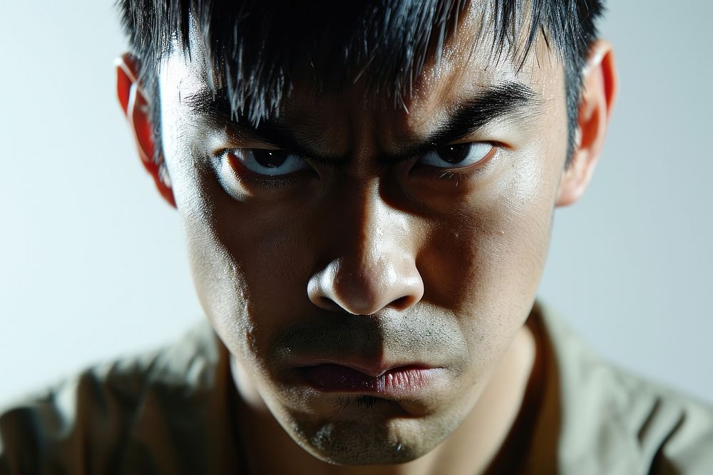 Asian men angry face portrait photography adult.