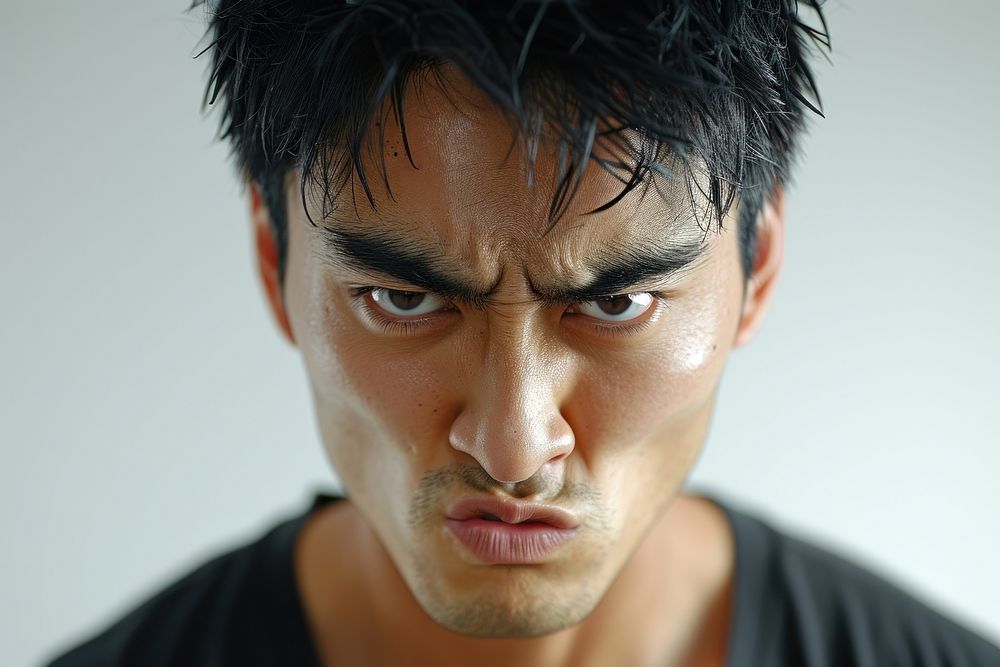 Asian men angry face portrait photography adult.