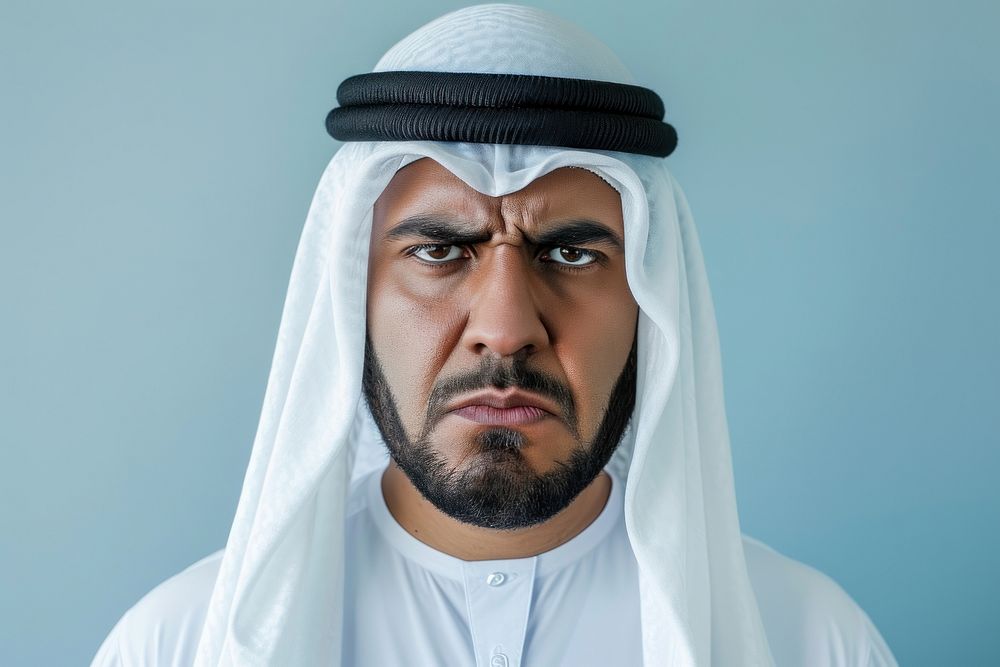 Arab man angry face portrait photography adult.