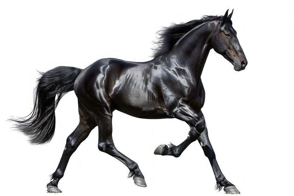 Black shiny Arabian horse stallion animal mammal.