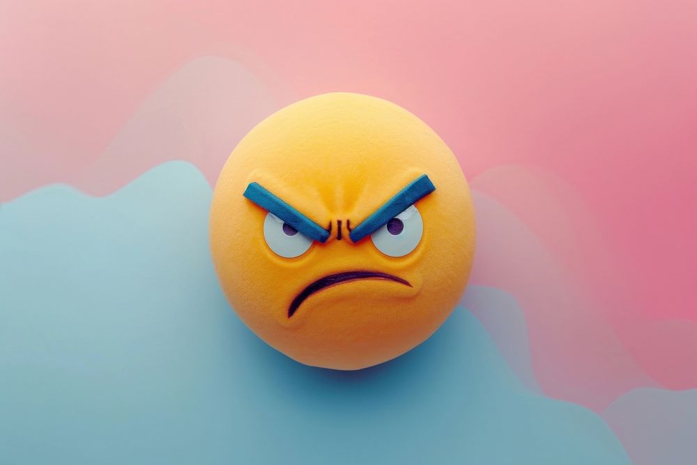 Emoji angry face cartoon representation displeased.
