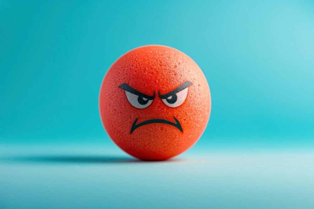 Emoji angry face ball representation displeased.
