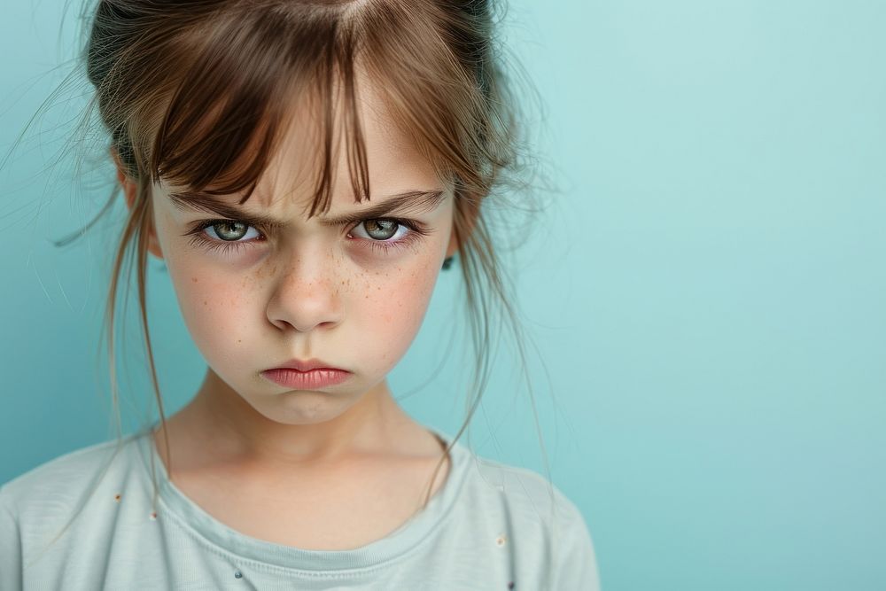 Kid angry face portrait photography child.