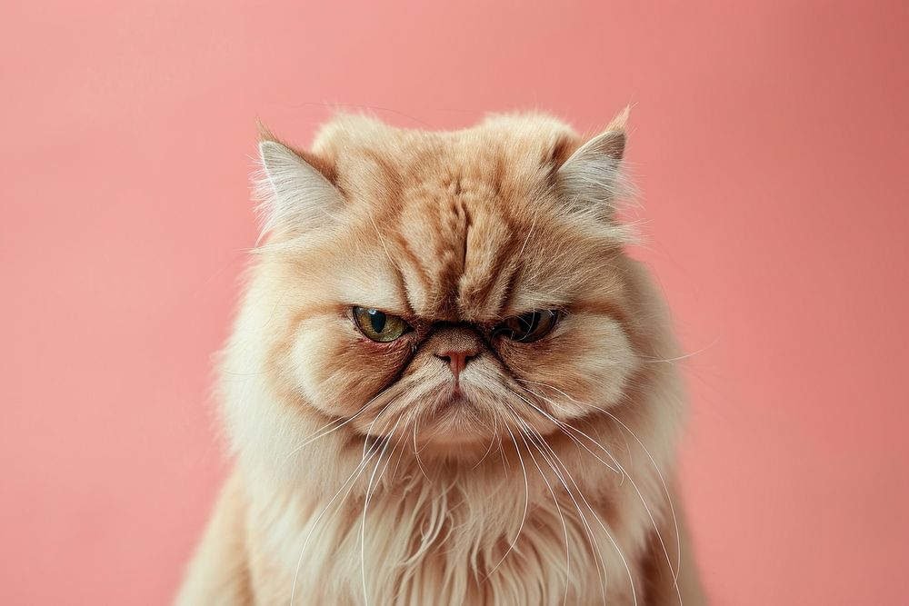 Persian cat angry face portrait mammal animal.