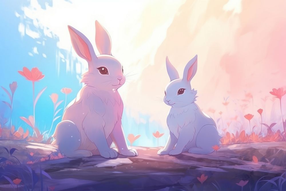 Rabbits cartoon representation creativity.