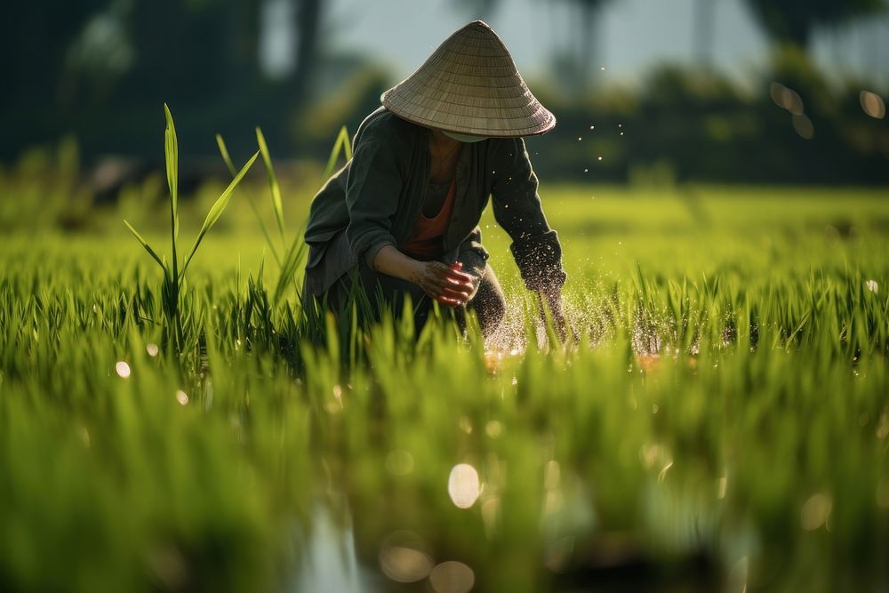 Vietnam woman field outdoors nature.