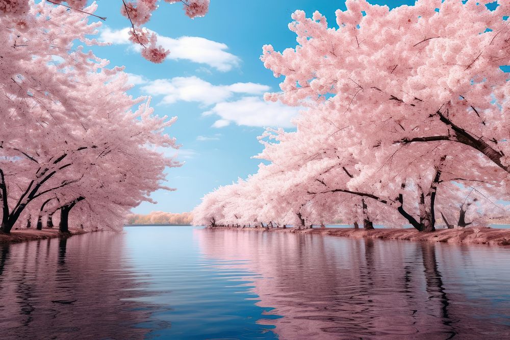 Blossom trees in blue sky outdoors nature flower.