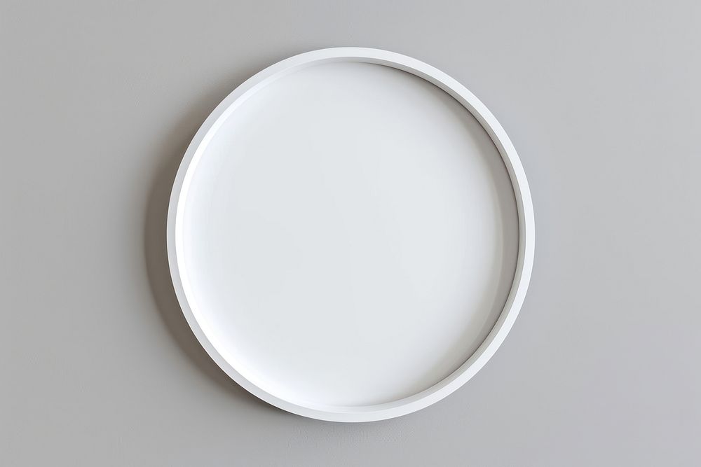 Circle frame  plate white gray.