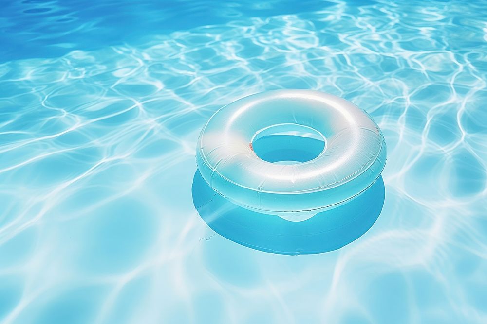 Rubber rings floating on swimming pool outdoors summer inflatable.