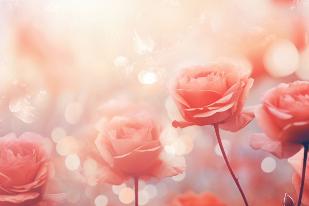 Red pastel rose pattern bokeh effect background backgrounds outdoors flower.