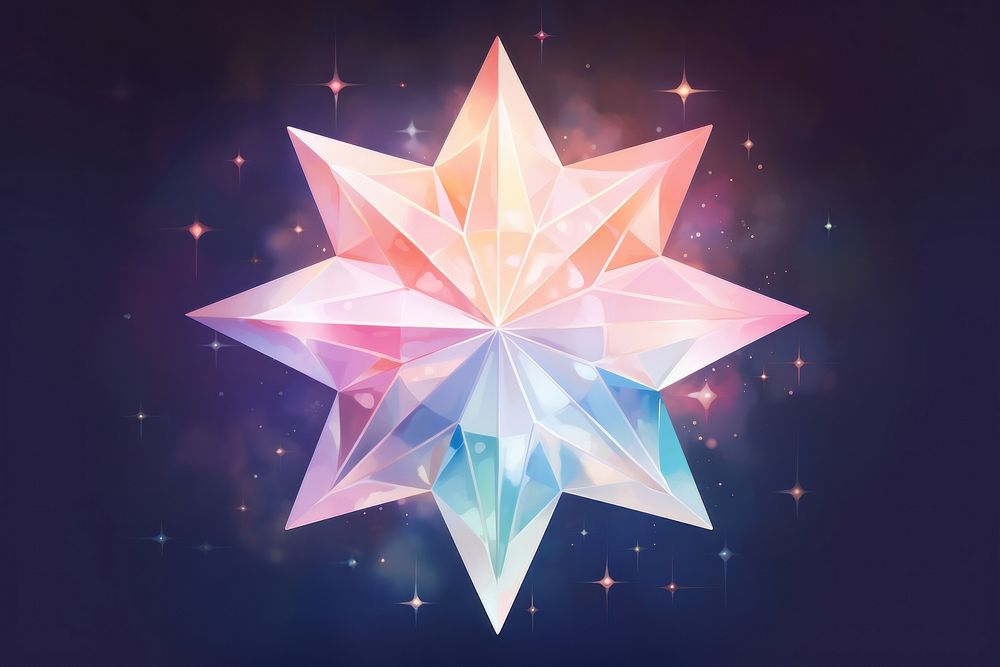 Star shape in night sky crystal art illuminated.