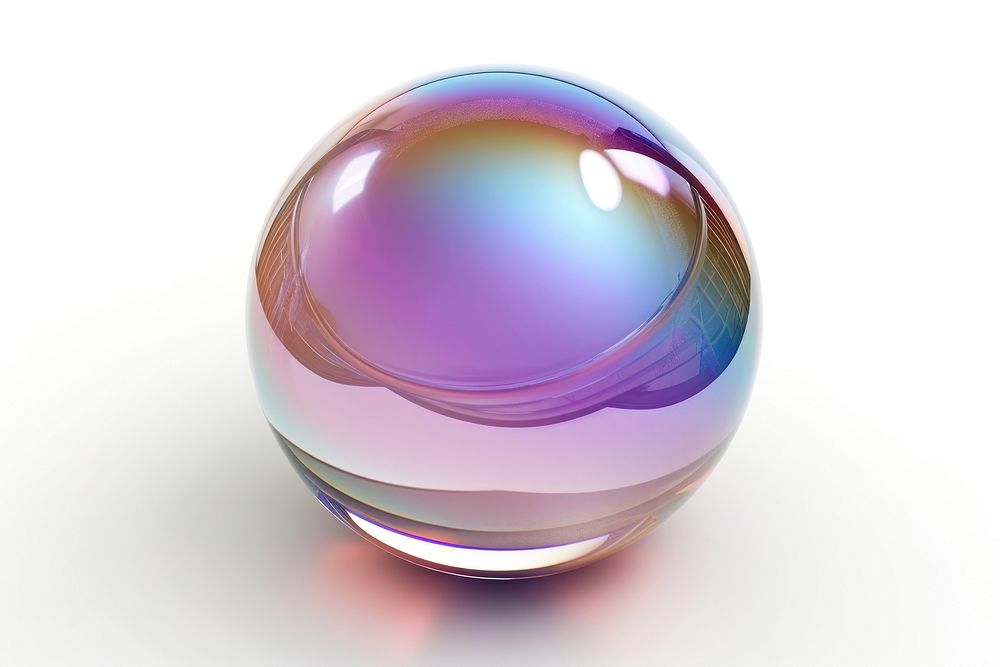 Circle crystal ball sphere bubble white background.