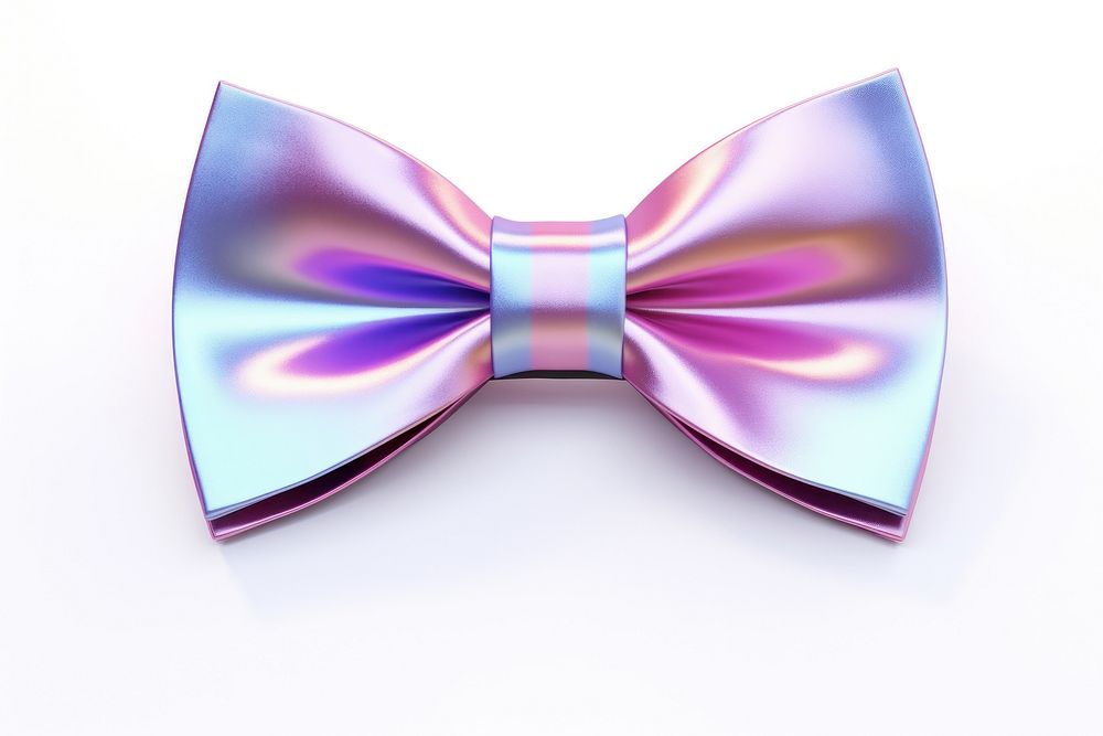 Icon iridescent bow tie white background.