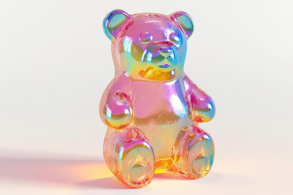 Gummy bear candie toy white background representation.