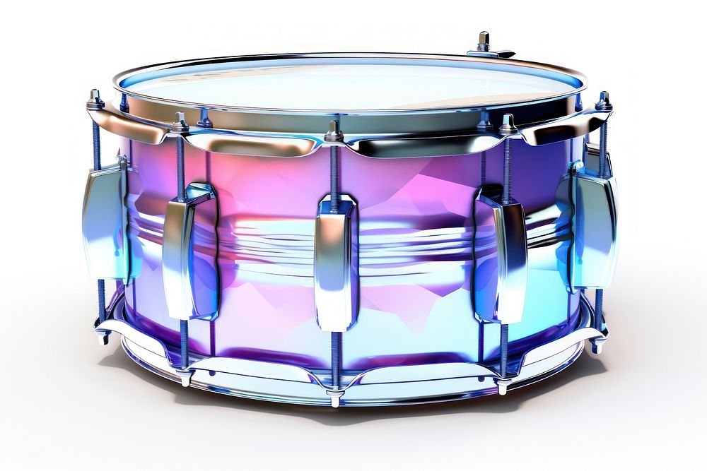 Icon iridescent drums percussion white background.