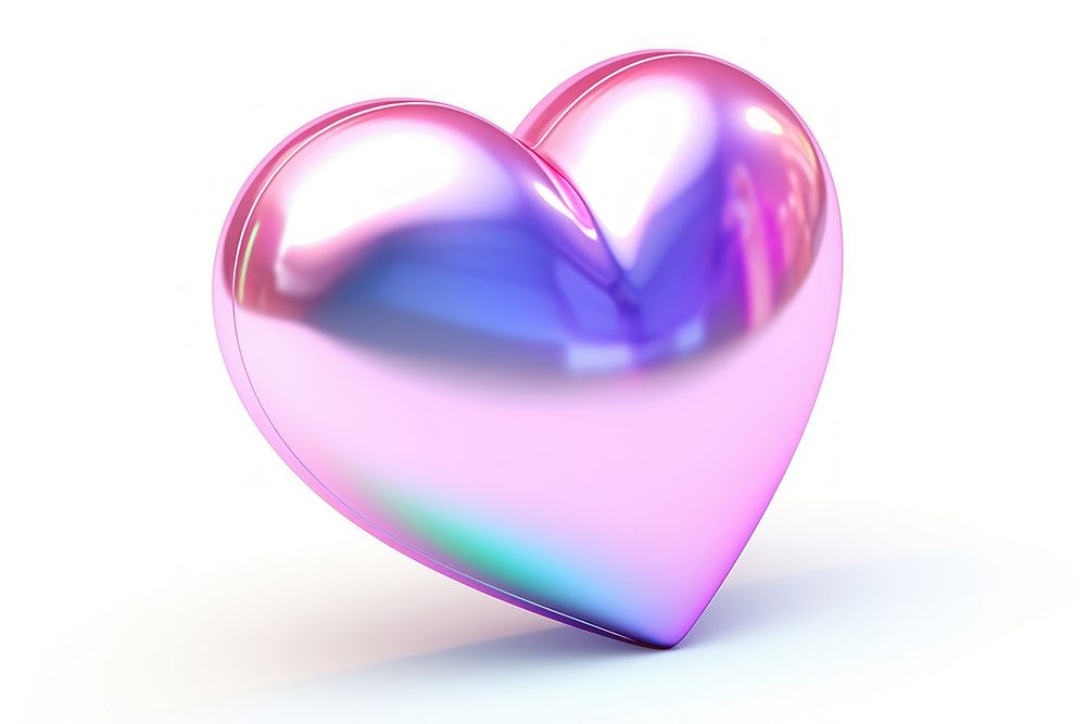 Icon iridescent heart white background abstract.