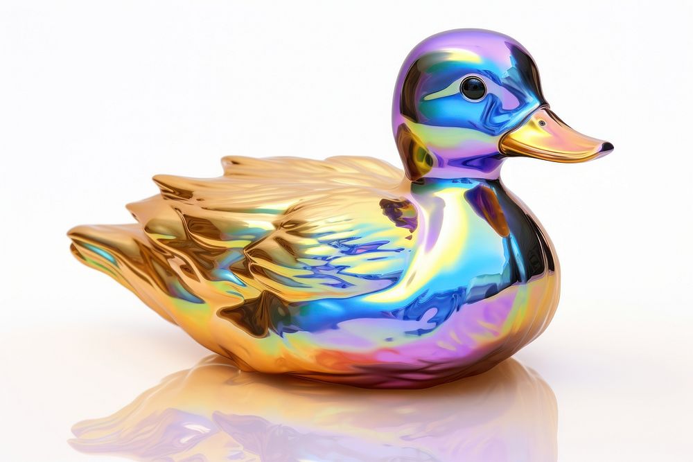 Little duck iridescent animal bird representation.