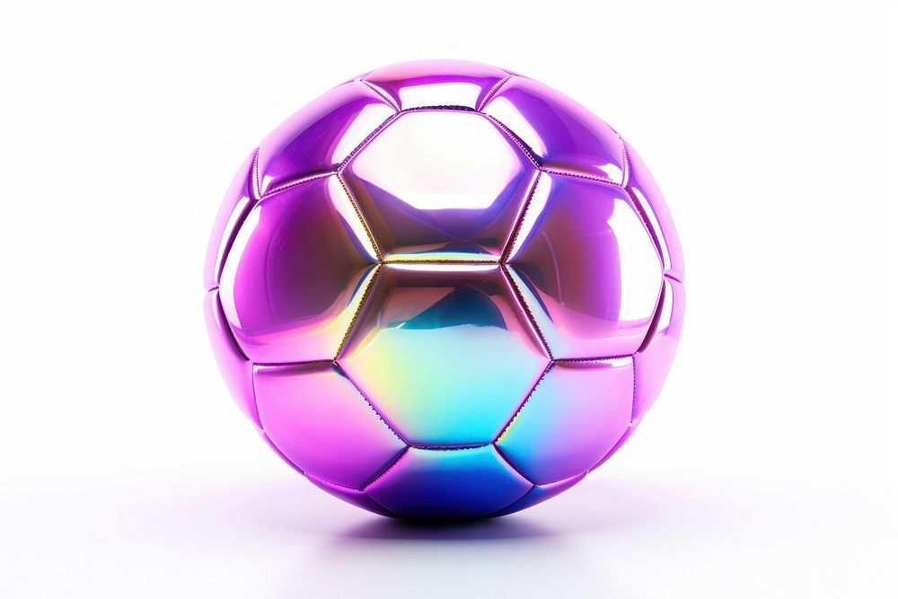 Soccer ball iridescent football sphere purple.