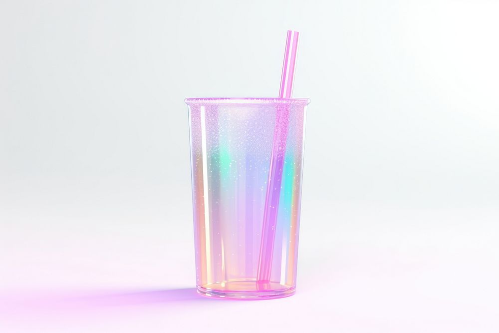 Icon iridescent glass drink soda.