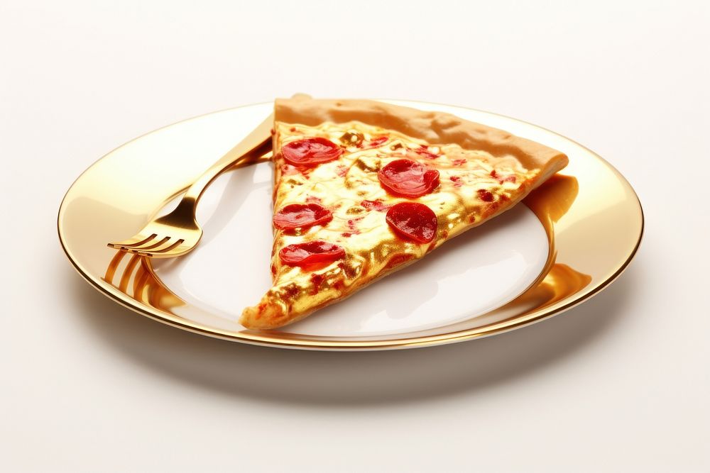Slice of pizza food fork dish.