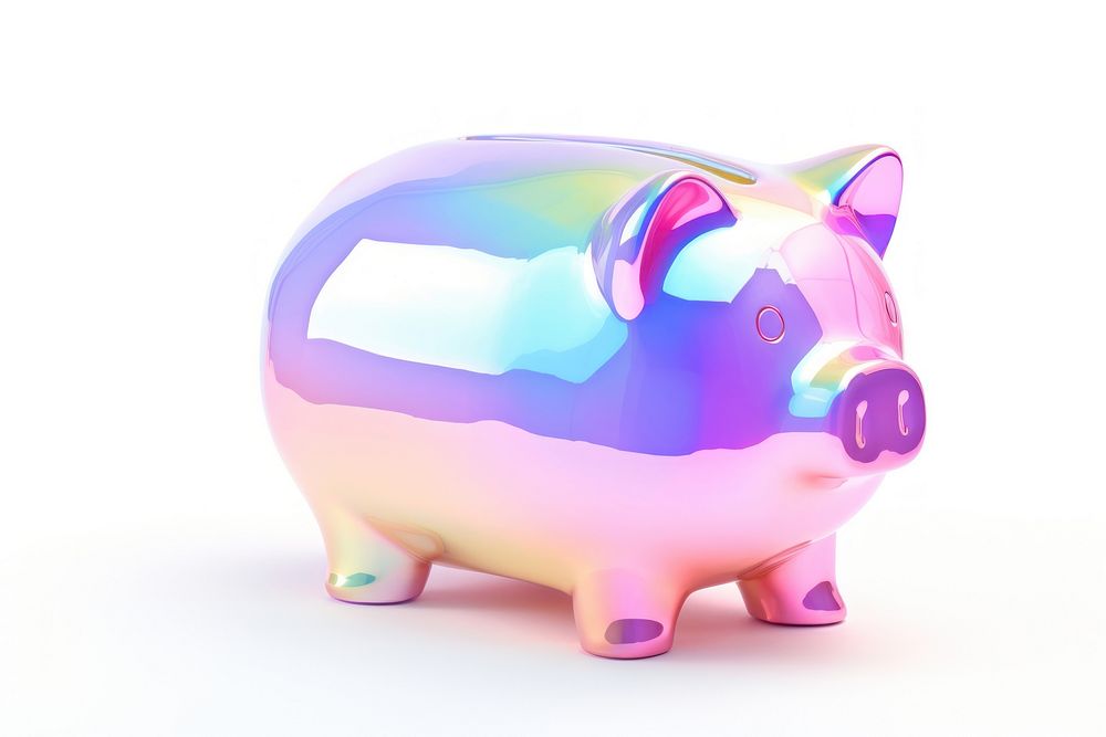 Icon iridescent pig mammal white background.